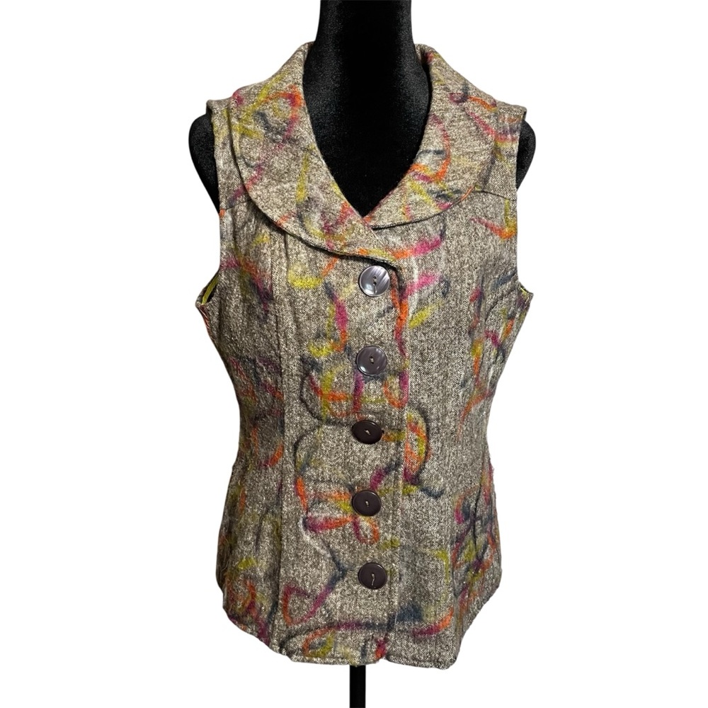 Christopher & Banks Graffiti Art Vest Button down
